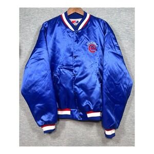 Vintage Swingster Chicago Cubs Satin Bomber Jacket Blue Mens‎ XL Made in USA MLB